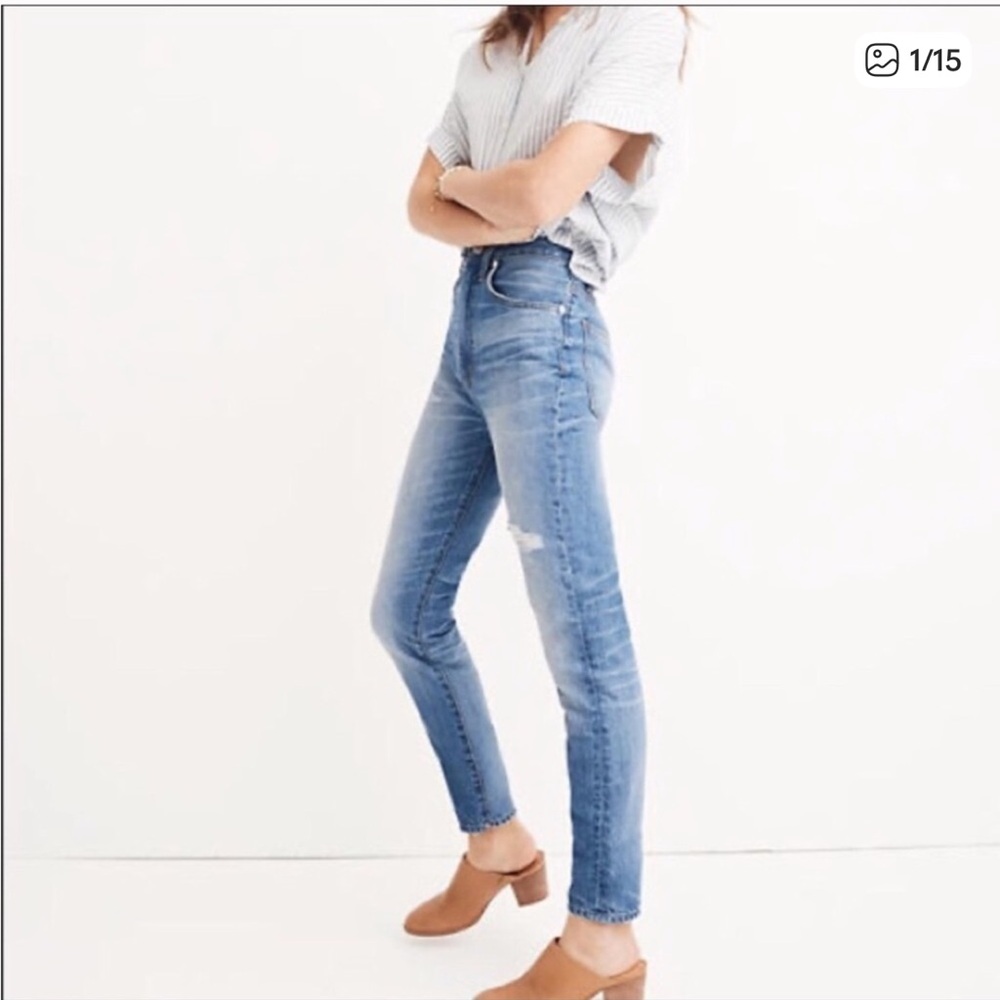 Madewell Rigid Skinny Distressed Blue Jeans Size 28